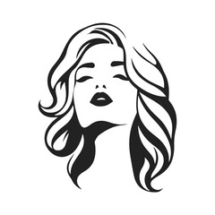 Elegant woman silhouette, female profile vector, beauty salon logo, lady face outline, stylish girl head design	