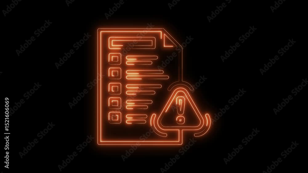 Aufkleber neon style error report illustration showing warning sign for damaged data with glitch