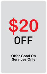 20 dollar off services only