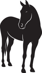 Horse silhouette elegant black pose, Majestic animal minimal vector art