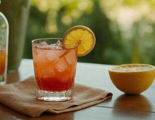 Cocktail and sunglasses on the desk: summer vacations
