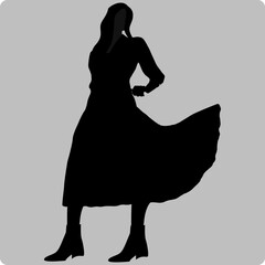 silhouette of a girl in a black dress