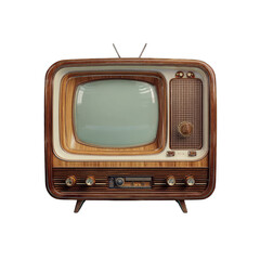 Retro vintage television.  Wooden casing,  square screen, classic design