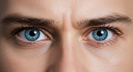 Intense gaze human eyes portrait photography studio setting close-up emotive expression