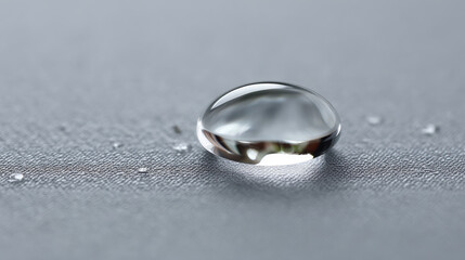 macro shot of single water droplet resting on textured metallic surface intricate details and reflections within