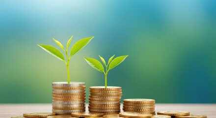 Growing wealth investment in green ventures nature financial growth outdoor setting close-up sustainability