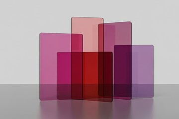 Layers of colored transparency create a harmonious interplay of light in a minimalist gallery setting showcasing modern art