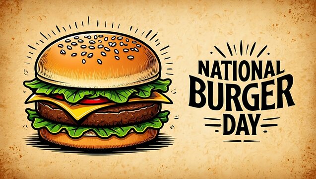 Illustration of delicious burger for national burger day