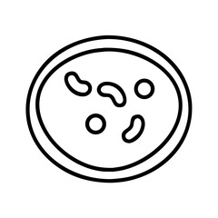 Fototapeta premium Bacteria in petri dish illustration in simple black line art 