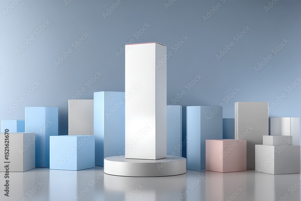Poster minimalistic composition of geometric shapes in pastel tones creating a modern backdrop, featuring b