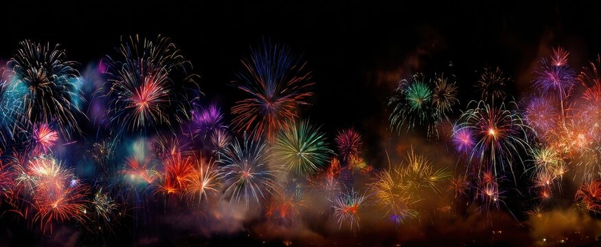 The spectacular display of colorful fireworks illuminating the night sky.