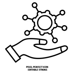 Strategy development editable stroke outline icon isolated on white background flat vector illustration, black outline, Pixel perfect