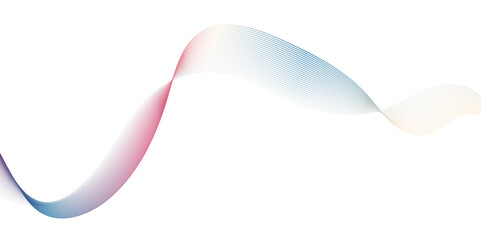 abstract image of a single, flowing wave or ribbon on a clean white background. The wave should exhibit a subtle gradient, transitioning from a soft blue on the left to a delicate pink or light purple