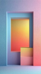 Colorful abstract geometric shapes in a pastel gradient with soft textures and layered perspectives on a modern background