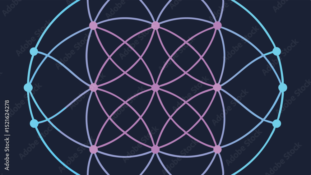 Poster abstract digital grid design with glowing nodes depicting interconnected networks