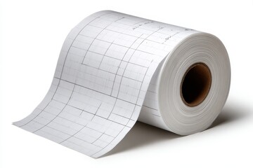 A close-up shot of a roll of plotter paper with a grid, showing the continuous sheet and smooth texture, ideal for printing engineering and architectural plans.