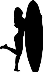 silhouette of a girl surfer