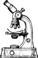 Vintage microscope engraving PNG illustration with transparent background