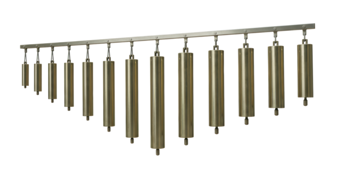 Isolated Set of Metal Weights Suspended on a Bar