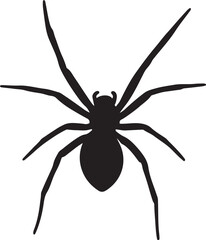 Spider silhouette simple black design, Creepy crawler bug illustration