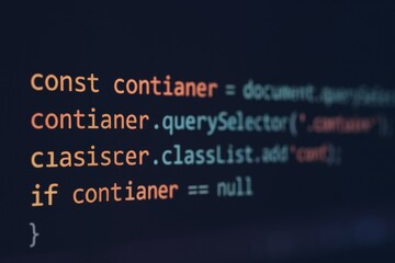 Close-up of JavaScript code with visible typos on a computer screen. Text highlights programming syntax and common beginner coding mistakes in web development.