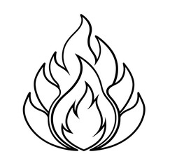 fire vetor icon line art on white backround