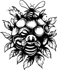 insect, bee, fly, bug, nature, animal, macro, black, wasp, flower, vector, isolated, white, illustration, yellow, honey, sting, wing, beetle, wings, wildlife, green, hornet, closeup, spider