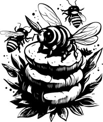 insect, bee, fly, bug, nature, animal, macro, black, wasp, flower, vector, isolated, white, illustration, yellow, honey, sting, wing, beetle, wings, wildlife, green, hornet, closeup, spider