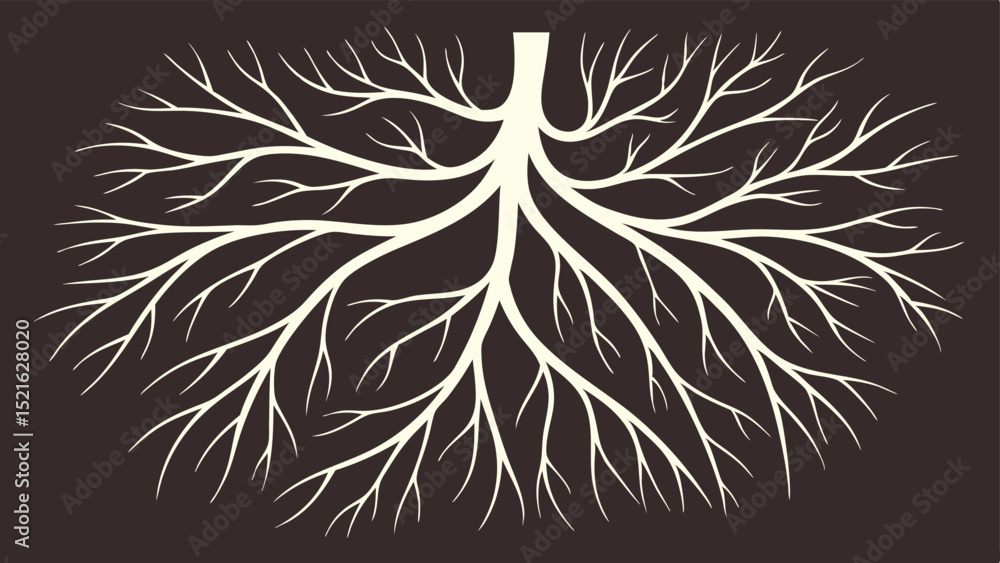 Poster abstract glowing tree roots network style design for nature or biological concepts