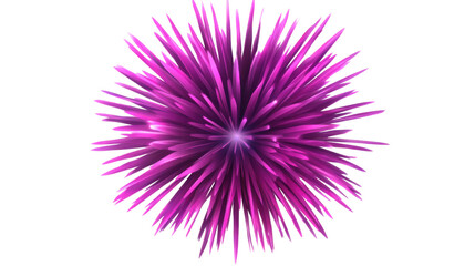 Purple Flower with Petals and Stem Isolated on White Background