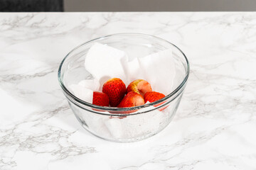 Washed and Dried Strawberries Neatly Stored in a Glass Bowl