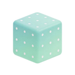 3D Digital dice in soft teal with white dots