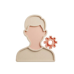 3D User profile settings with gear icon