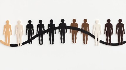 Diverse paper cutout figures representing different skin tones, symbolizing unity and inclusivity in society.
