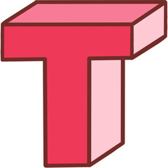 Pink letter T.