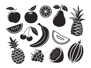 Black and White Fruit Icons