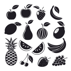 Fruit Icons Black and White