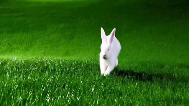 white rabbit on grass