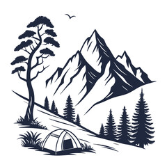 Mountain Camping Illustration