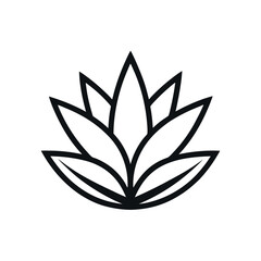 Minimalist lotus flower or agave plant line art logo