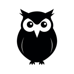 Fototapeta premium Wise Owl Black Silhouette Icon