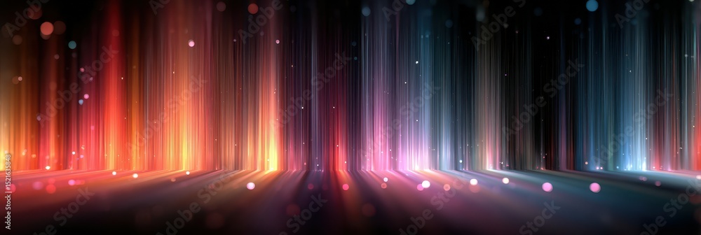 Poster colorful light beams create a dynamic visual display in a digital environment during a night celebra