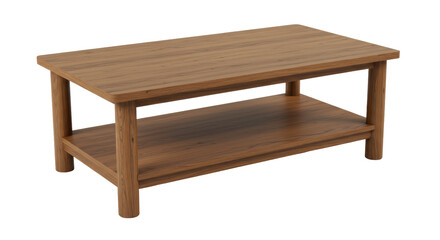 Isolated Wooden Coffee Table with Lower Shelf Rustic Charm