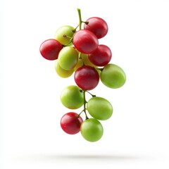 Bunch of red and green grapes isolated on white background