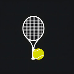 Tennis ball icon, racquet sport, simple flat design