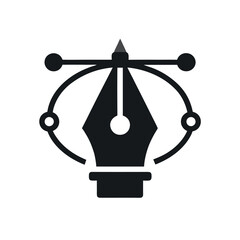 Fountain Pen Nib with Graph Nodes Icon Concept
