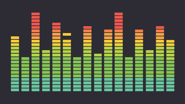 Colorful gradient soundwave graphic illustrating music equalizer with transparency for versatile design