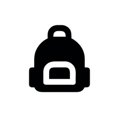 Minimalist backpack icon in solid style for travel, hiking, camping, or school gear illustrations, perfect for mobile UI, bag branding, tourism design or outdoor lifestyle elements