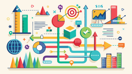 Obraz premium Colorful infographic with business charts and data visualization on white background