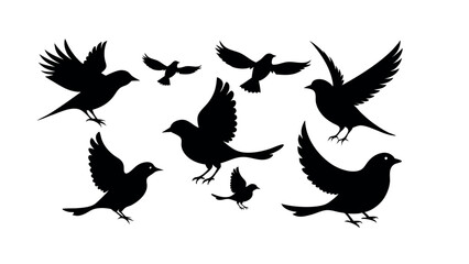 Obraz premium Vector Silhouette of Bird Flock in Flight for Nature, Freedom, Migration, and Wildlife Design Projects